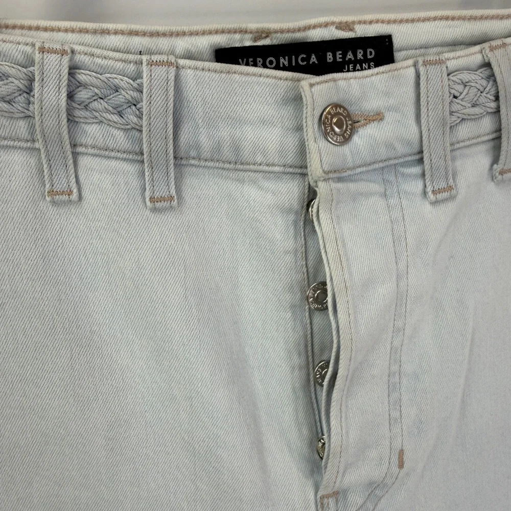 Veronica Beard Grant Wide Leg Jeans Women 30 Aspen Light Wash Braided High Rise